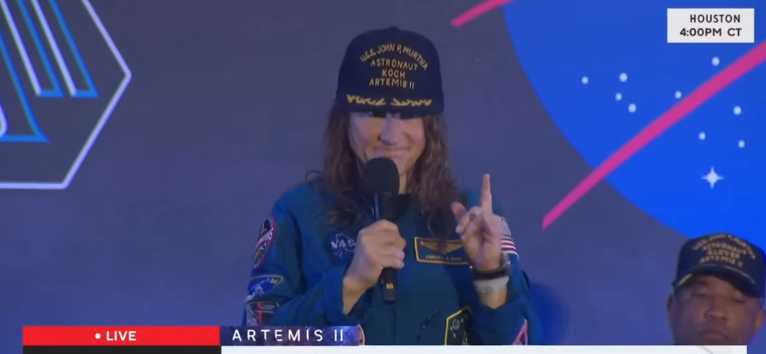 NASA Artemis II astronaut Christina Koch speaking in Houston